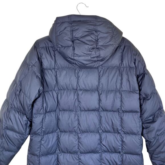 Land's End Sz M Quilted Down Full-length Jacket Black Puffer Winter Coat Hooded - Picture 4 of 16